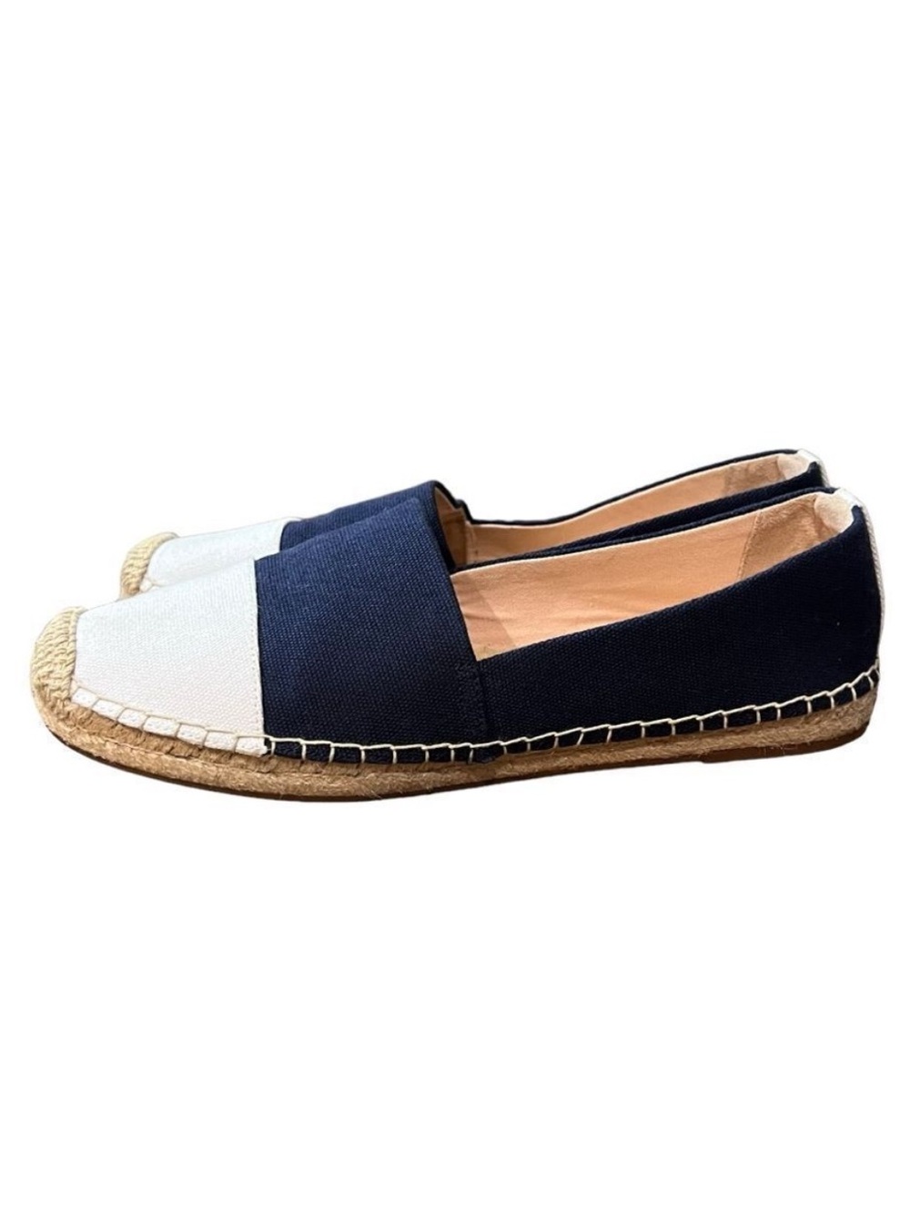 J Crew Women's Navy and White Canvas Espadrilles size 8.5 - Picture 3 of 15